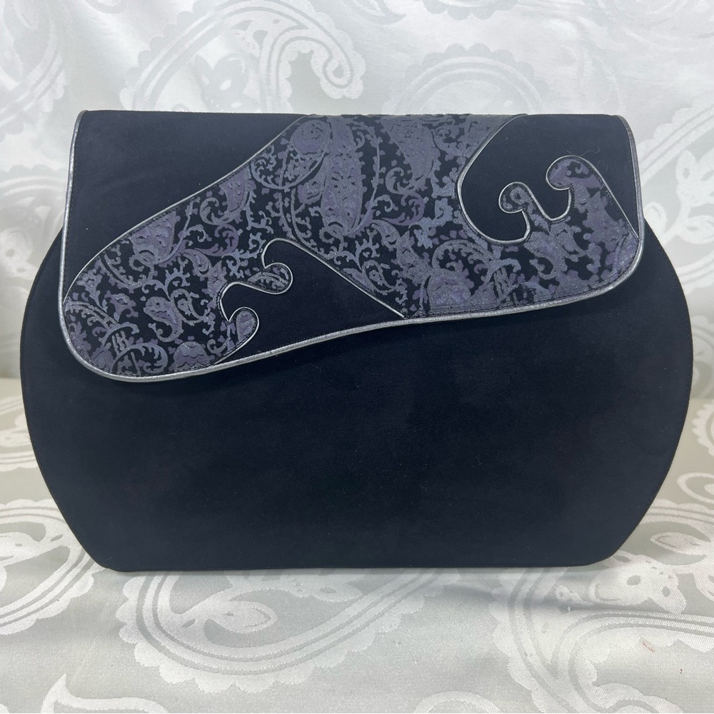 3166: Vintage Bally Velvet Paisley Evening Bag Convertible Clutch